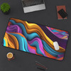 Abstract Neon Gaming Pad Desk Mat Mouse Pad mousepad bright colors aqua pink purple yellow gold blue teen