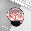 Pink Tree of Life Rowan Tree Ergonomic Mouse Pad With Wrist Rest for Preventing Carpal Tunnel.
