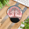 Pink Tree of Life Rowan Tree Ergonomic Mouse Pad With Wrist Rest for Preventing Carpal Tunnel.