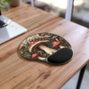 Magical Mushroom Mouse Pad With Wrist Rest. Prevent carpal tunnel with this gaming or work mousepad in woodland mushroom design.