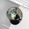 Garden Cat Design Mouse Pad With Wrist Rest Ergonomic for Carpal Tunnel