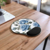 Blue Rose on White Mouse Pad With Wrist Rest| Ergonomic design to help alleviate carpal tunnel