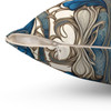 Blue and Cream Art Nouveau Style Throw Pillow for Living Room Sofa or Couch. 