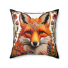 Woodland Fox Embroidered Look Throw Pillow| Rich, warm colors| Orange black| Living room sofa, bedroom, dorm room| PILLOW INSERT INCLUDED