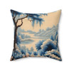 Tapestry Look "Blue Lake" Throw Pillow| Blue and Cream Old World Styling| Living Room, Bedroom, Dorm| PILLOW INSERT INCLUDED| Zippered