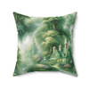 Green Toile Inspired Accent Pillow
