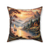 Sunset on Lake Spun Polyester Square Pillow