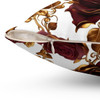 Burgundy and Gold Roses Accent Pillow