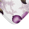 Purple Orchids on White Bath Mat Microfiber anti-slip non slip bathmat for bathroom decor guest bath spring floral flowers