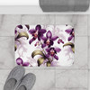 Purple Orchids on White Bath Mat Microfiber anti-slip non slip bathmat for bathroom decor guest bath spring floral flowers