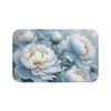 Ice Blue Peonies Bath Mat Anti Slip Design in Microfiber. Great rug for bathroom, bedroom, and even kitchen.