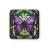 Stained Glass Butterfly Corkwood Coaster Set glass coasters living room housewarming Christmas holiday birthday gift purple green