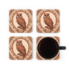 Terra Cotta and Cream Owl Corkwood Coaster Set Living Room Decor. Great for Christmas, birthday or housewarming gift.