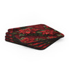 Christmas Poinsettia Corkwood Coaster Set 4 piece red green living room decor holiday accent