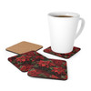 Christmas Poinsettia Corkwood Coaster Set 4 piece red green living room decor holiday accent