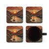 Sunset Tapestry Style Corkwood Coaster Set