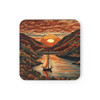 Sunset Tapestry Style Corkwood Coaster Set