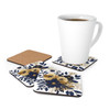 Art Nouveau Navy Blue and Gold Floral Corkwood Coaster Set. Great gift for housewarming or Christmas.