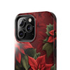 Christmas Poinsettias Tough Phone Case for iPhone in 21 different sizes. Compatible with iPhone 7, 8, X, 11, 12, 13, 14 and more.