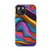 Neon Ribbons Tough Phone Case for iPhone in 21 different sizes. Compatible with iPhone 7, 8, X, 11, 12, 13, 14 and more.
