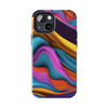 Neon Ribbons Tough Phone Case for iPhone in 21 different sizes. Compatible with iPhone 7, 8, X, 11, 12, 13, 14 and more.