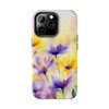 Spring Bouquet in Yellow and Purple Tough Phone Case for iPhone in 21 different sizes. Compatible with iPhone 7, 8, X, 11, 12, 13, 14 and more.