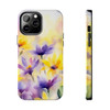 Spring Bouquet in Yellow and Purple Tough Phone Case for iPhone in 21 different sizes. Compatible with iPhone 7, 8, X, 11, 12, 13, 14 and more.