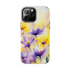 Spring Bouquet in Yellow and Purple Tough Phone Case for iPhone in 21 different sizes. Compatible with iPhone 7, 8, X, 11, 12, 13, 14 and more.