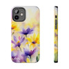 Spring Bouquet in Yellow and Purple Tough Phone Case for iPhone in 21 different sizes. Compatible with iPhone 7, 8, X, 11, 12, 13, 14 and more.
