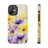 Spring Bouquet in Yellow and Purple Tough Phone Case for iPhone in 21 different sizes. Compatible with iPhone 7, 8, X, 11, 12, 13, 14 and more.