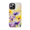 Spring Bouquet in Yellow and Purple Tough Phone Case for iPhone in 21 different sizes. Compatible with iPhone 7, 8, X, 11, 12, 13, 14 and more.