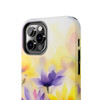 Spring Bouquet in Yellow and Purple Tough Phone Case for iPhone in 21 different sizes. Compatible with iPhone 7, 8, X, 11, 12, 13, 14 and more.