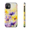 Spring Bouquet in Yellow and Purple Tough Phone Case for iPhone in 21 different sizes. Compatible with iPhone 7, 8, X, 11, 12, 13, 14 and more.