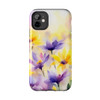 Spring Bouquet in Yellow and Purple Tough Phone Case for iPhone in 21 different sizes. Compatible with iPhone 7, 8, X, 11, 12, 13, 14 and more.