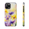 Spring Bouquet in Yellow and Purple Tough Phone Case for iPhone in 21 different sizes. Compatible with iPhone 7, 8, X, 11, 12, 13, 14 and more.