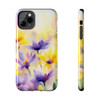 Spring Bouquet in Yellow and Purple Tough Phone Case for iPhone in 21 different sizes. Compatible with iPhone 7, 8, X, 11, 12, 13, 14 and more.