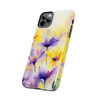 Spring Bouquet in Yellow and Purple Tough Phone Case for iPhone in 21 different sizes. Compatible with iPhone 7, 8, X, 11, 12, 13, 14 and more.
