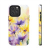 Spring Bouquet in Yellow and Purple Tough Phone Case for iPhone in 21 different sizes. Compatible with iPhone 7, 8, X, 11, 12, 13, 14 and more.