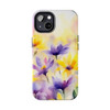 Spring Bouquet in Yellow and Purple Tough Phone Case for iPhone in 21 different sizes. Compatible with iPhone 7, 8, X, 11, 12, 13, 14 and more.