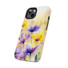 Spring Bouquet in Yellow and Purple Tough Phone Case for iPhone in 21 different sizes. Compatible with iPhone 7, 8, X, 11, 12, 13, 14 and more.