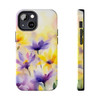 Spring Bouquet in Yellow and Purple Tough Phone Case for iPhone in 21 different sizes. Compatible with iPhone 7, 8, X, 11, 12, 13, 14 and more.