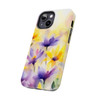 Spring Bouquet in Yellow and Purple Tough Phone Case for iPhone in 21 different sizes. Compatible with iPhone 7, 8, X, 11, 12, 13, 14 and more.