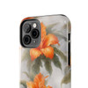 Orange Splash Tough Phone Case for iPhone in 21 different sizes. Compatible with iPhone 7, 8, X, 11, 12, 13, 14 and more.