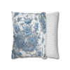 Pillow Case "Dainty Blues Summer Flowers" Spun Polyester Square Decorative Accent Throw Pillow Case concealed zipper sofa couch bed 