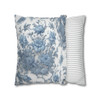 Pillow Case "Dainty Blues Summer Flowers" Spun Polyester Square Decorative Accent Throw Pillow Case concealed zipper sofa couch bed 