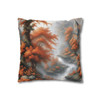 Pillow Case "Burnt Orange Toile" Design Spun Polyester Square Throw Pillow Cover orange tree toile floral patterns on white