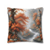 Pillow Case "Burnt Orange Toile" Design Spun Polyester Square Throw Pillow Cover orange tree toile floral patterns on white