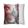 Pillow Case "Red Toile Castle" Pattern Spun Polyester Square Throw Pillow Cover for sofa couch bed accent decorative living room