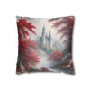 Pillow Case "Red Toile Castle" Pattern Spun Polyester Square Throw Pillow Cover for sofa couch bed accent decorative living room