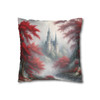 Pillow Case "Red Toile Castle" Pattern Spun Polyester Square Throw Pillow Cover for sofa couch bed accent decorative living room